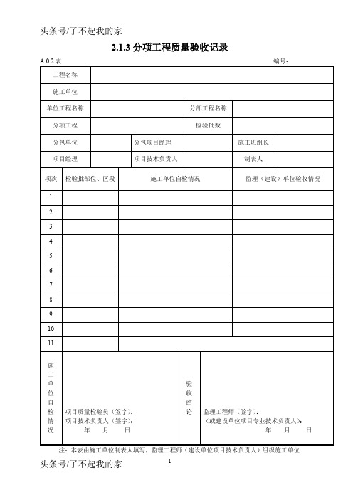 市政道路工程资料表格全套