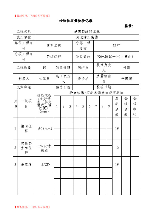 道路路灯灯杆安装检验批(精品范文).doc