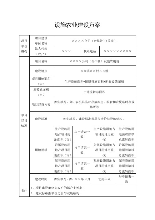 设施农业建设方案