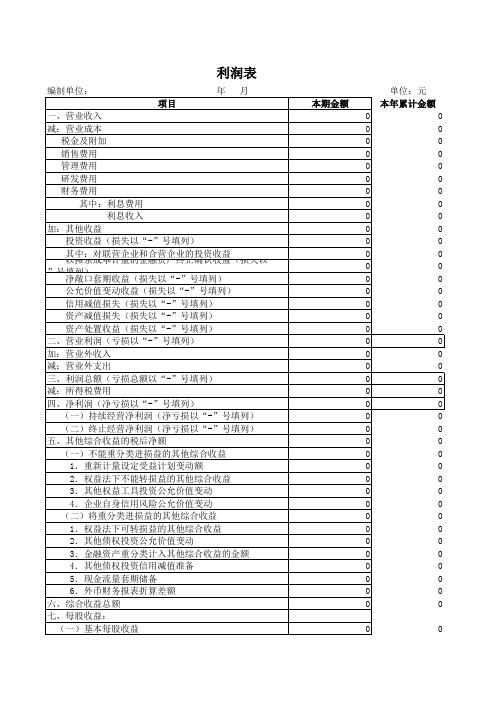 利润表(适用一般企业会计准则)