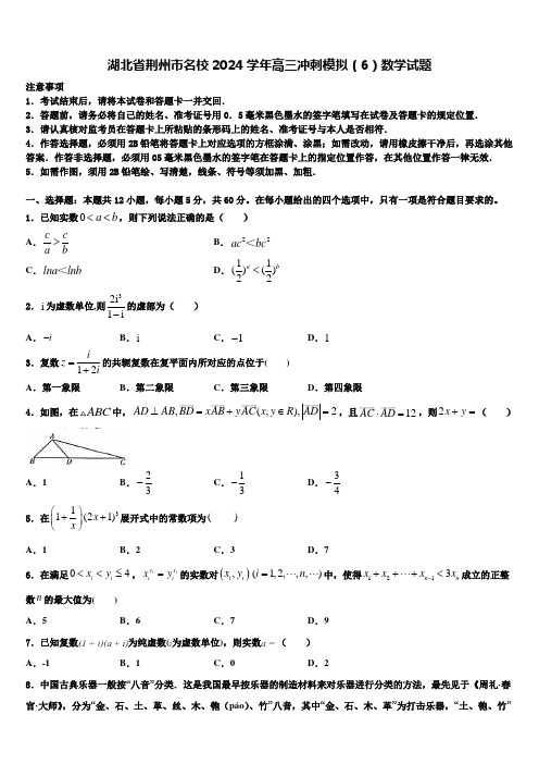 湖北省荆州市名校2024学年高三冲刺模拟(6)数学试题