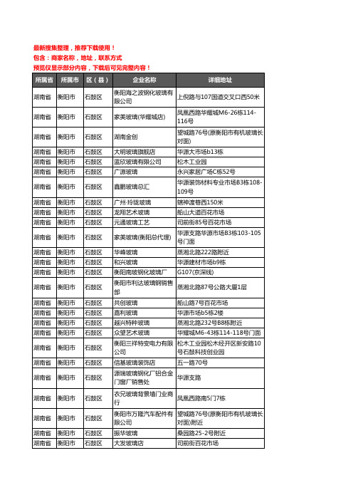 新版湖南省衡阳市石鼓区玻璃企业公司商家户名录单联系方式地址大全31家