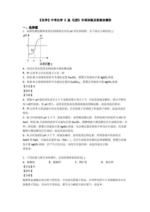 【化学】中考化学《 盐 化肥》专项训练及答案含解析