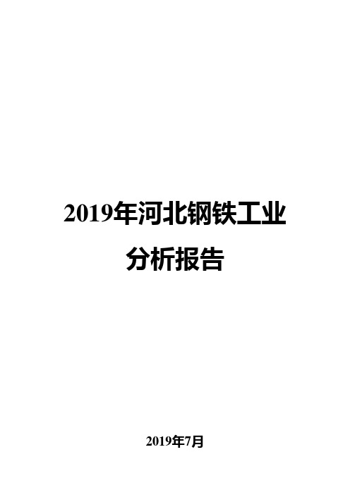 2019年河北钢铁工业分析报告