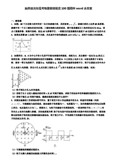 陕西省名校高考物理易错易混100题精粹word含答案