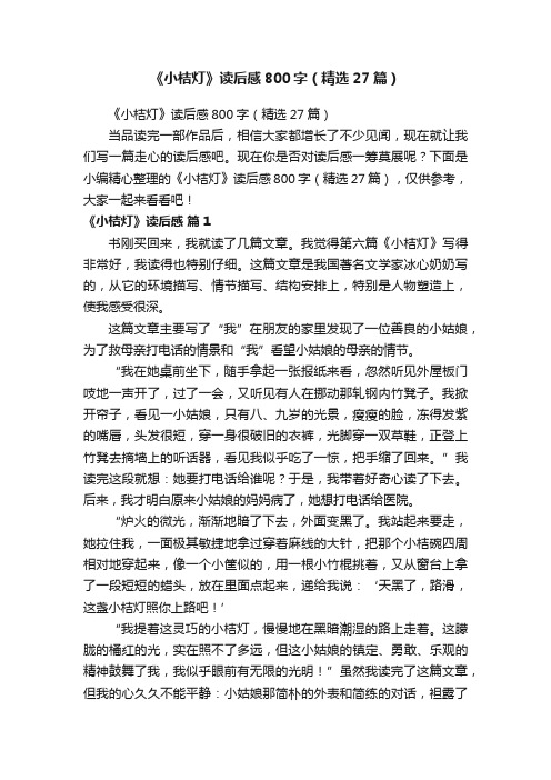 《小桔灯》读后感800字（精选27篇）