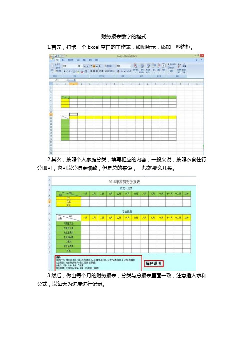 财务报表数字的格式