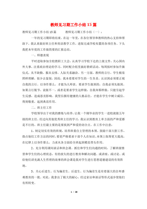 教师见习期工作小结15篇