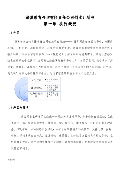 语翼教育咨询有限责任公司项目创业计划书