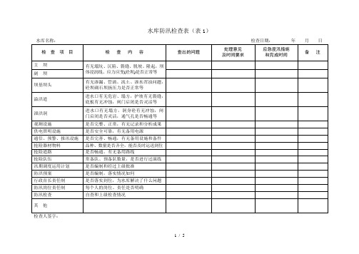 水库河道防汛检查表