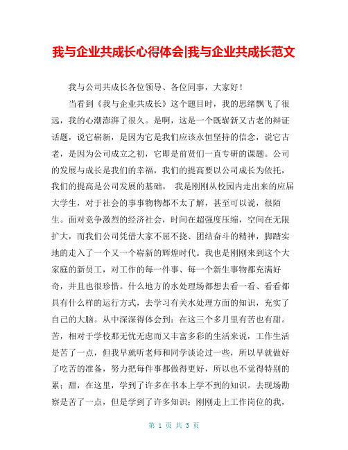 我与企业共成长心得体会-我与企业共成长范文