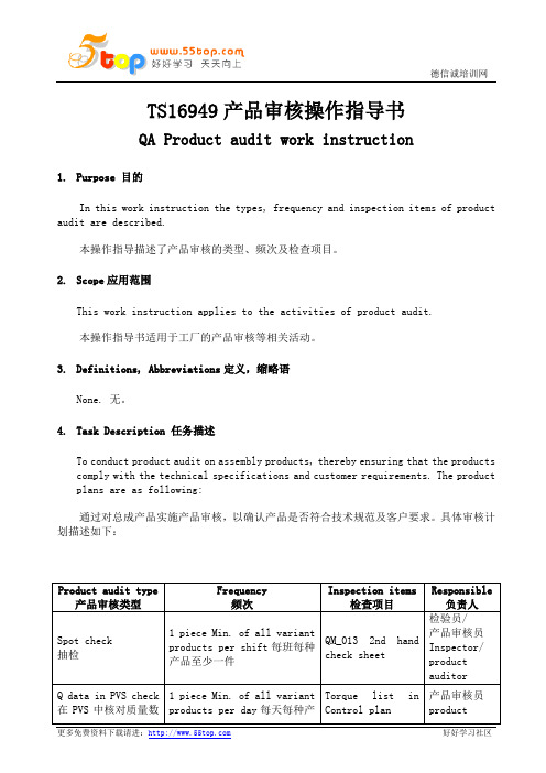 TS16949产品审核操作指导书(中英文)