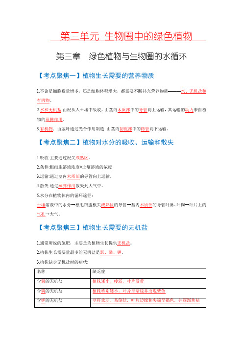 考点05  绿色植物的三大生理作用 中考生物 知识点复习(人教版)