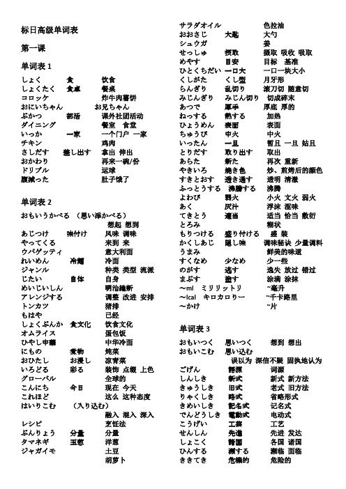 新标日高级单词表1-2课