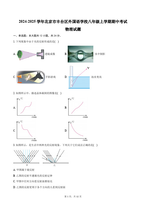 2024-2025学年北京市丰台区外国语学校八年级上学期期中考试物理试题(含答案)