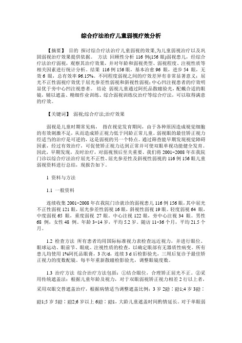 综合疗法治疗儿童弱视疗效分析