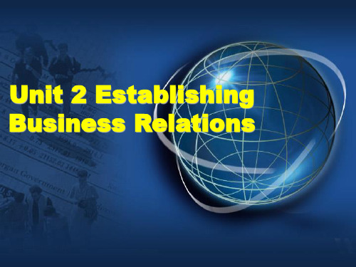 商务英语谈判unit 2 Establishing Business Relations