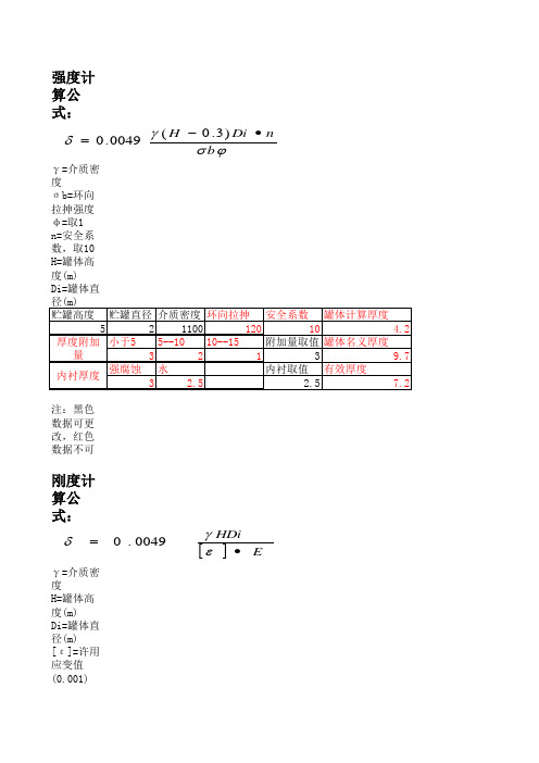 罐体的强度计算和刚度计算小程序