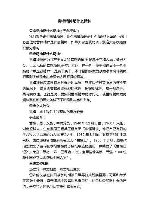 雷锋精神是什么精神