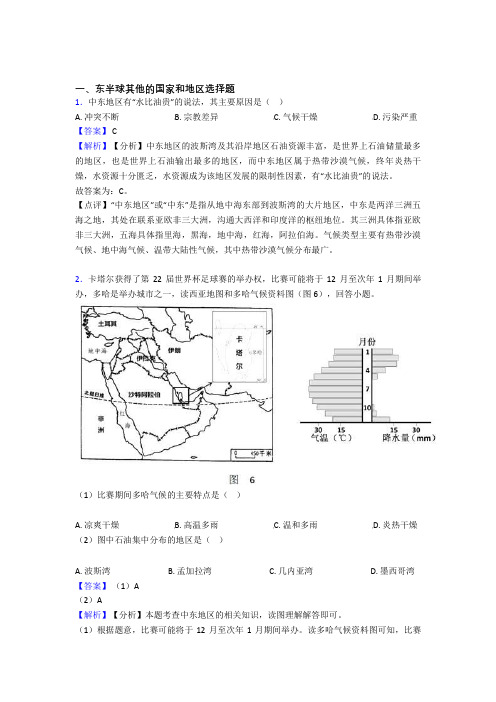 培优 易错 难题东半球其他的国家和地区辅导专题训练及答案解析