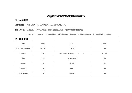 通信监控设备安装调试作业指导书