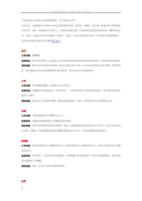 血液中的5项重要指标