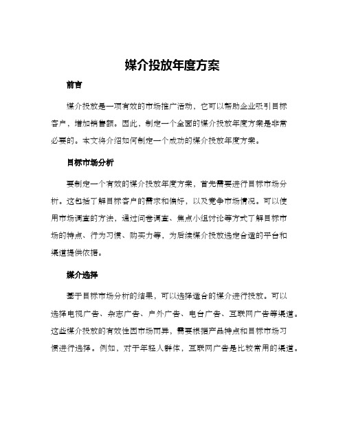 媒介投放年度方案