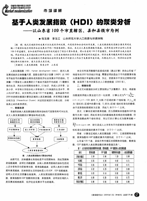 基于人类发展指数(HDI)的聚类分析——以山东省109个市直辖区、县和县级市为例