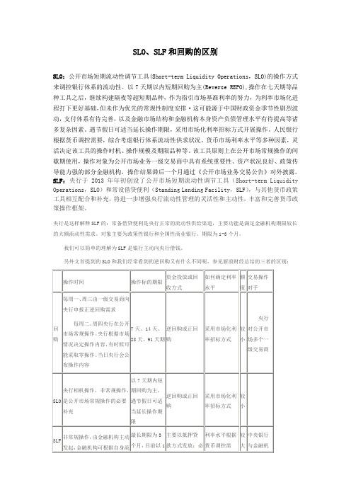 SLO、SLF和回购的区别