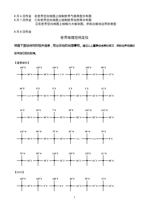 8月6日作业 在世界空白地图上绘制世界气候类型分布图解析