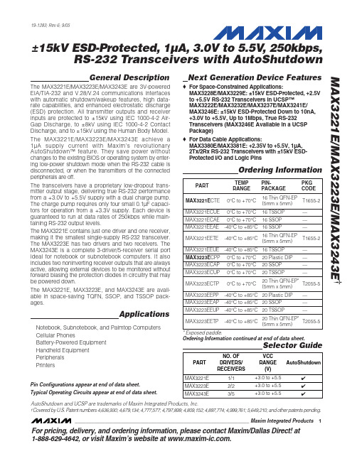 MAX3221EEUE+中文资料
