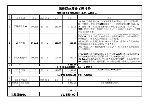 商场无线网络覆盖报价瘦AP方案