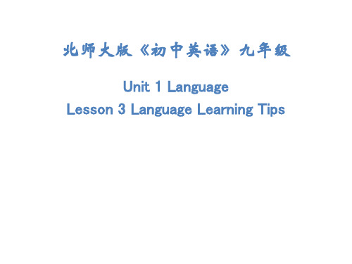 九年级全一册英语《Unit1 1Lesson3  Language Learning Tips》