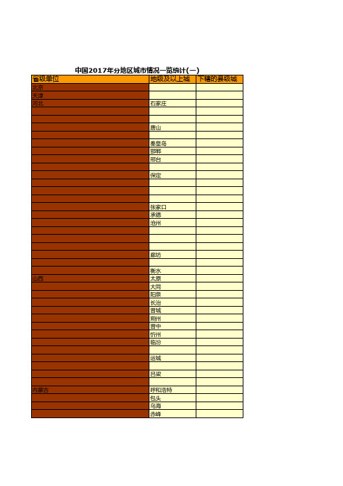 0002.中国2017年分地区城市情况一览统计(一)