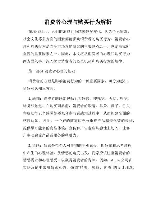 消费者心理与购买行为解析