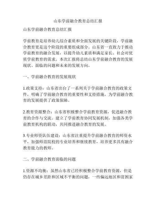 山东学前融合教育总结汇报