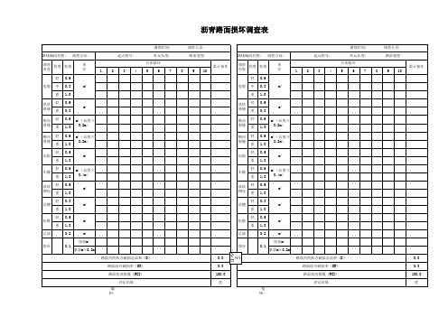 沥青路面损坏调查表