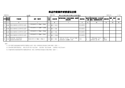 林业行政案件要素登记台账式样