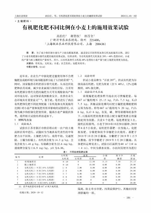 有机肥化肥不同比例在小麦上的施用效果试验