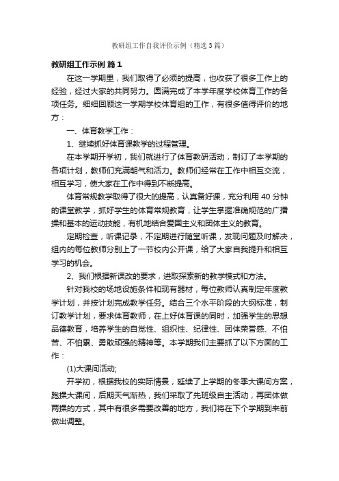 教研组工作自我评价示例（精选3篇）