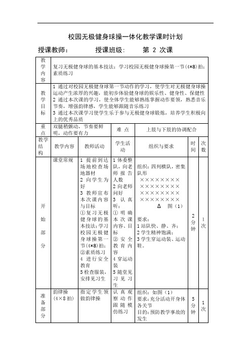 校园无极健身球操一体化教学课时计划