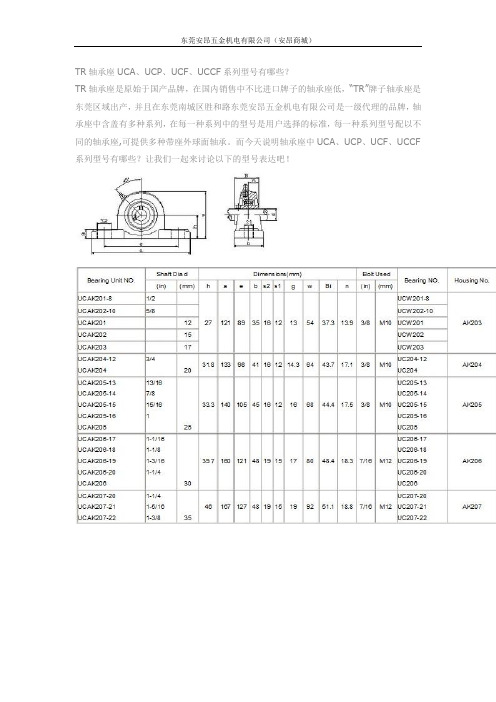 TR轴承座UCA、UCP、UCF、UCCF系列型号有哪些