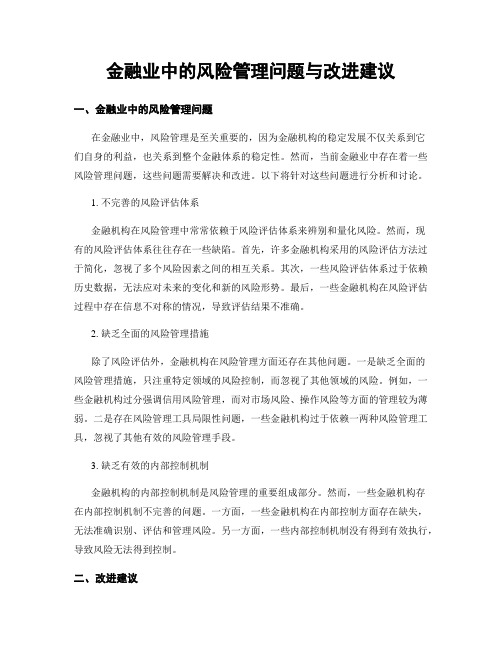 金融业中的风险管理问题与改进建议