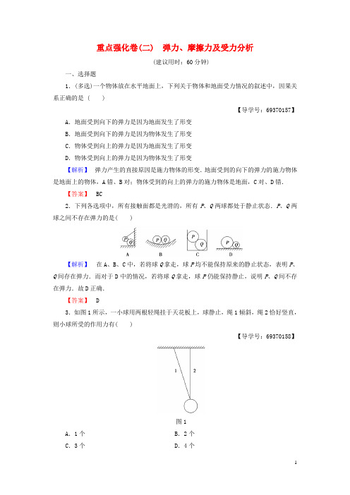 高中物理重点强化卷2弹力、摩擦力及受力分析沪科版必修1