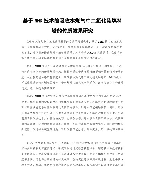 基于NHD技术的吸收水煤气中二氧化碳填料塔的传质效果研究