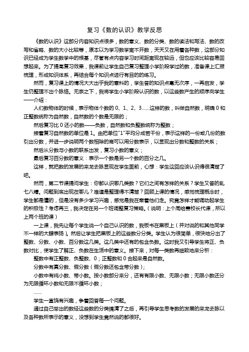 数的认识复习课教学反思