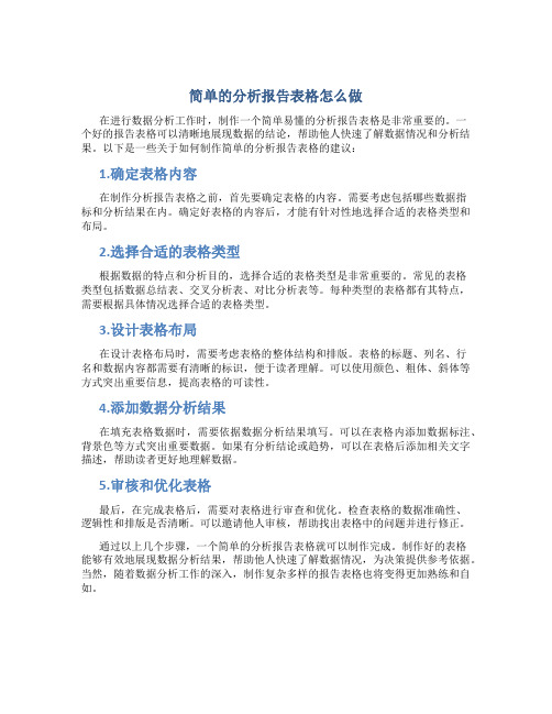 简单的分析报告表格怎么做