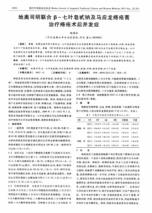 地奥司明联合β-七叶皂甙钠及马应龙痔疮膏治疗痔疮术后并发症