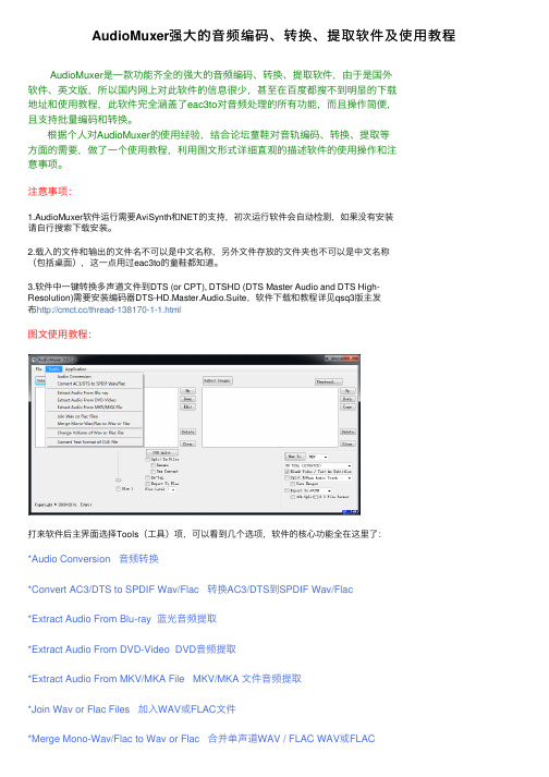 AudioMuxer强大的音频编码、转换、提取软件及使用教程