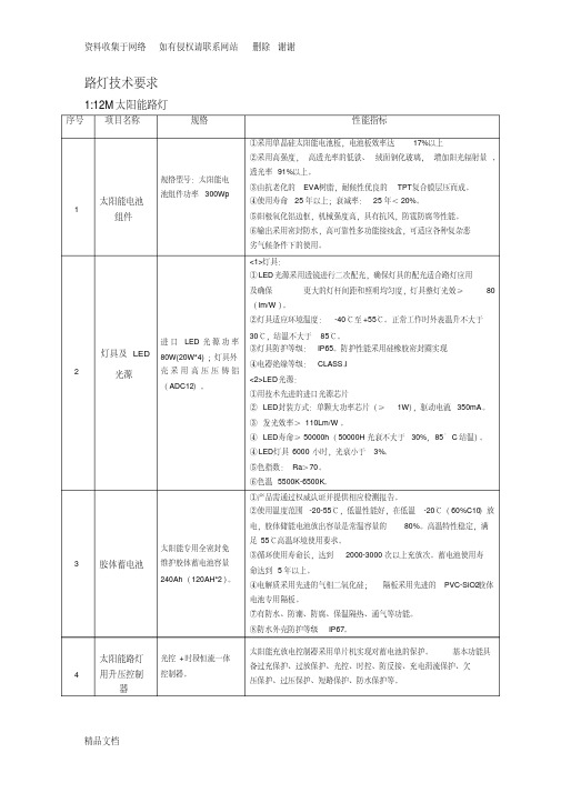 太阳能路灯技术参数